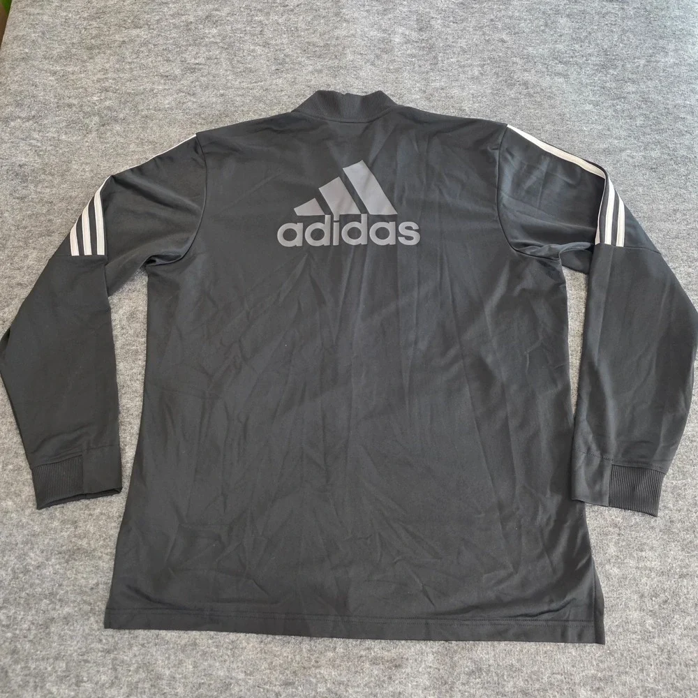 Adidas Track Jacket Mens XL Black White ID Tricot‎ Stadium 3 Stripe Athletic